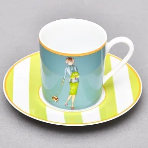 Набор из 4-х Кофейных пар «За покупками - Shopping», Limoges Medard de Noblat Франция, конец ХХ века.