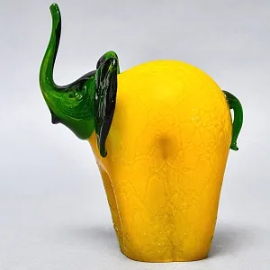 Авторская Коллекционная Стеклянная Статуэтка - Ваза «СЛОН», Цветное стекло, Россия. 