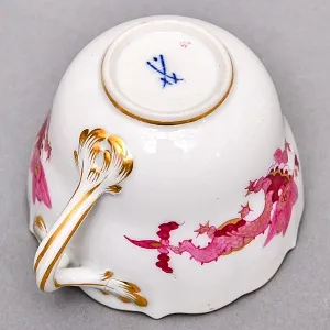 Коллекционная Кофейная пара «Розовый Дракон», MEISSEN Германия, первая половина ХХ века. 