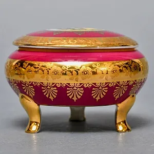 Антикварная Фарфоровая Шкатулка - Бонбоньерка «Дама с Кавалером - Свидание», DW Karlsbad, Германия 20-е гг.