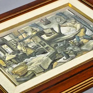 Объемная Картина - Панно в технике 3D декупаж «Старинная типография», 70-е годы ХХ века.