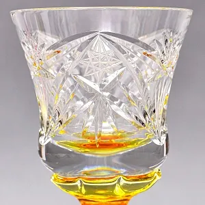 Антикварный Хрустальный Бокал для Вина с цветной янтарной дорожкой в ножке, Annahütte Германия.