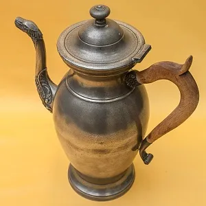 Антикварный Классический Большой Оловянный Кофейник на 3 литра. Бельгия,  ХIХ век.