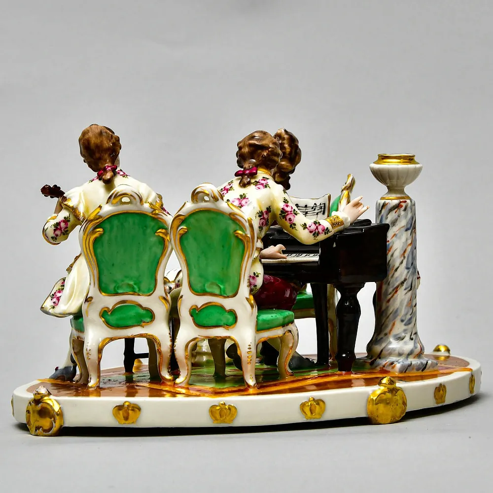 Антикварная Фарфоровая Статуэтка - Подсвечник "Музыкальное Трио", Ernst Bohne Sohne Германия.