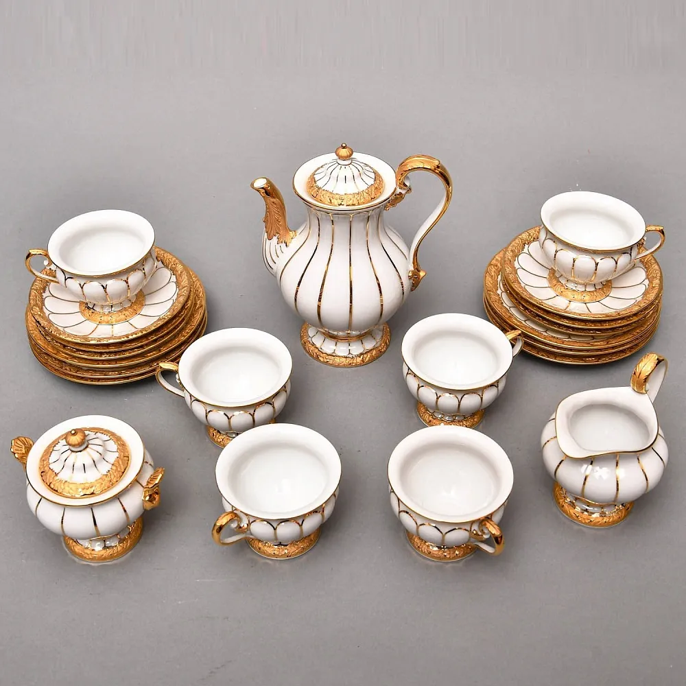 Редкость! Фарфоровый Кофейный сервиз на 6 персон - 21 предмет, Х форма MEISSEN, Германия.