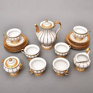 Редкость! Фарфоровый Кофейный сервиз на 6 персон - 21 предмет, Х форма MEISSEN, Германия.