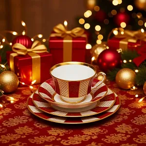 Фарфоровый Набор «Эгоист» - 4 предмета из серии «Золотая снежинка», Furstenberg Германия.