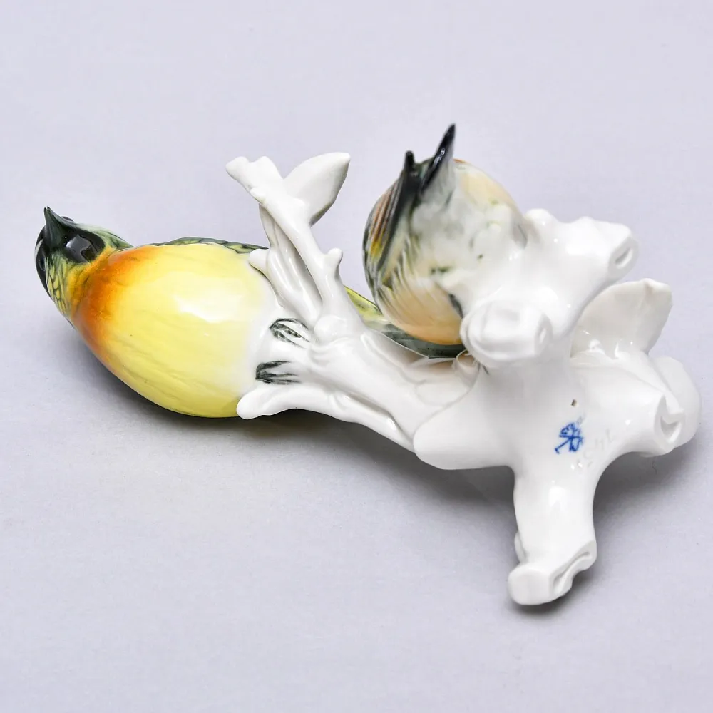 Коллекционная Фарфоровая статуэтка «Две птицы на ветке», Karl Ens Германия, середина ХХ века.