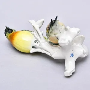 Коллекционная Фарфоровая статуэтка «Две птицы на ветке», Karl Ens Германия, середина ХХ века.