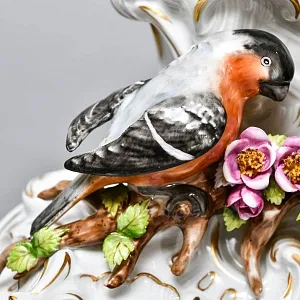 Каминные Кварцевые Часы «Певчие Птицы», фарфор Unterweissbach, Германия 80-е годы ХХ века.