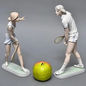 Парные Фарфоровые статуэтки «Теннисистка и Теннисист», Lladro Испания, 1982 - 1987 годы. 
