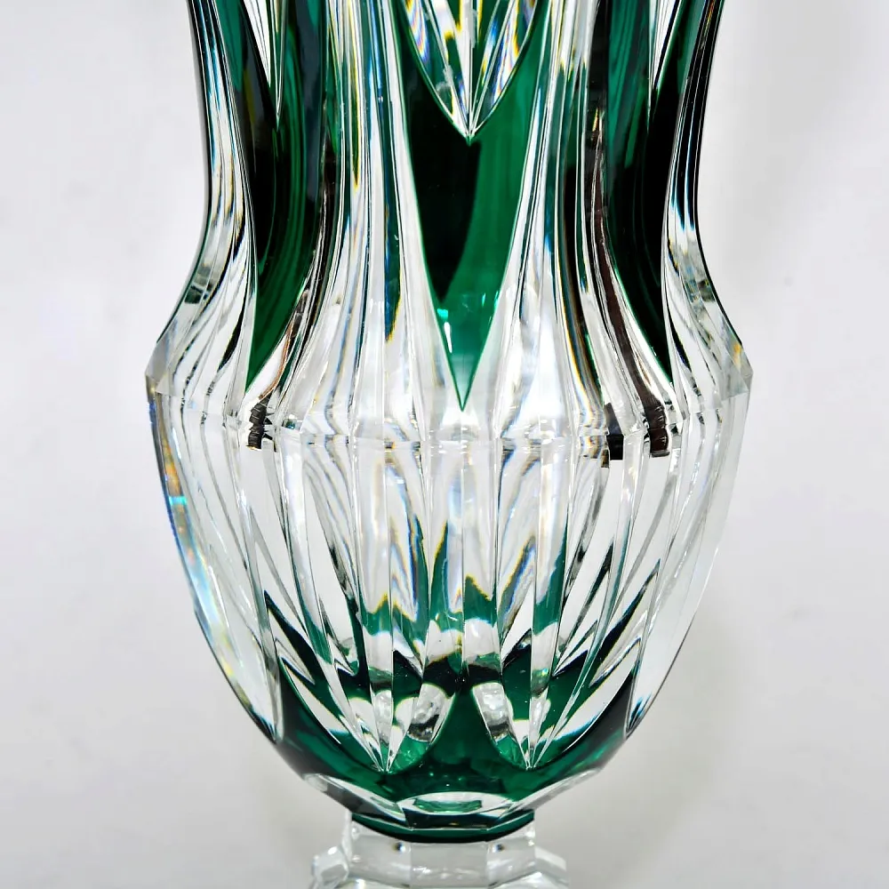 Редкость! Ваза на ноге Зелёного Цвета, Хрусталь VAL SAINT LAMBERT Бельгия 50гг.