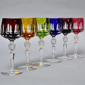 Бокалы для вина - 6 шт., Цветной Хрусталь серия «ANTIKA», NACHTMANN Германия, 70 -е годы. 