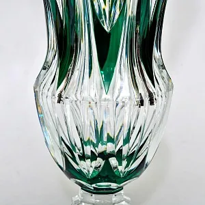 Редкость! Ваза на ноге Зелёного Цвета, Хрусталь VAL SAINT LAMBERT Бельгия 50гг.