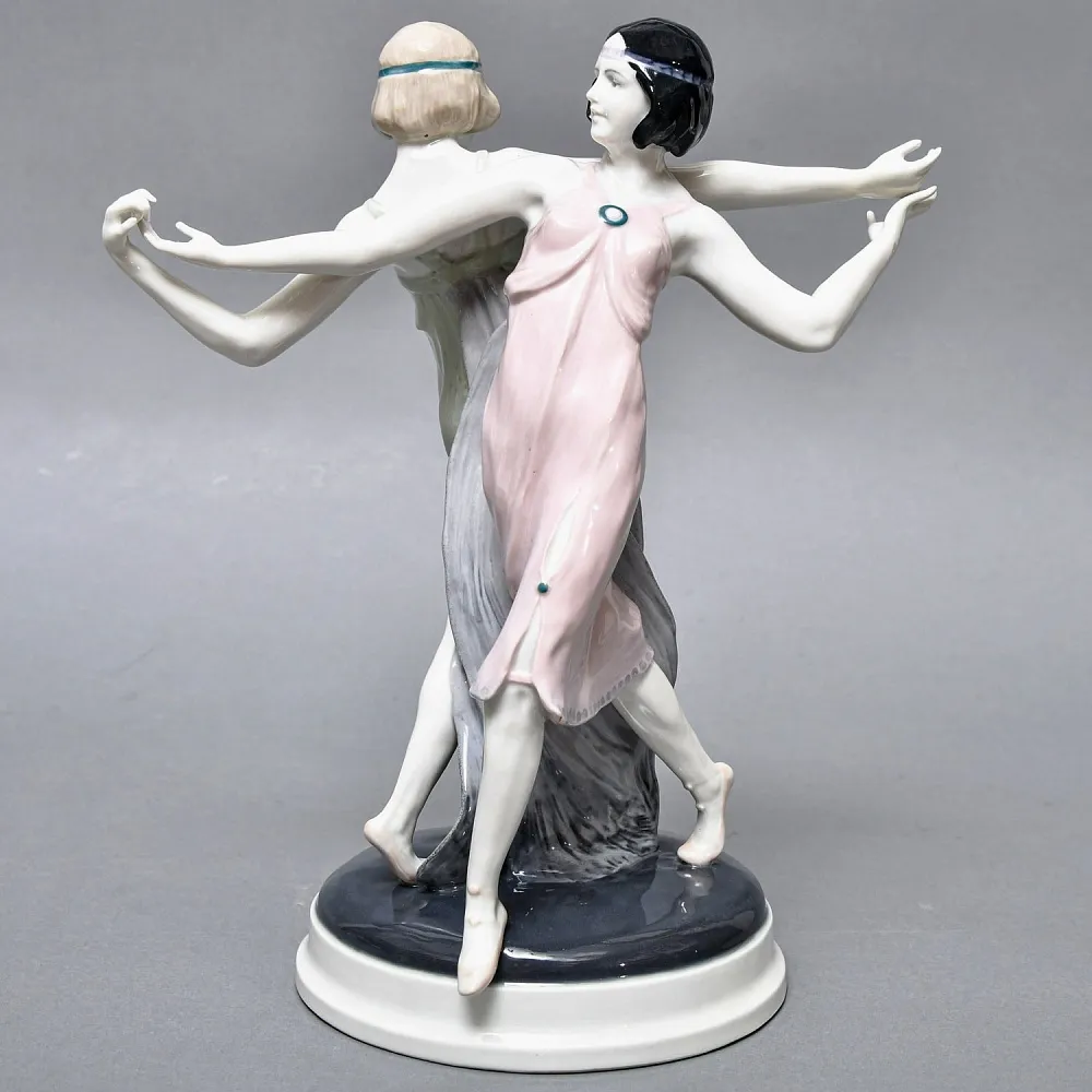 Антикварная Фарфоровая статуэтка «Танцующие девушки», Karl Ens Германия, первая половина ХХ века. 