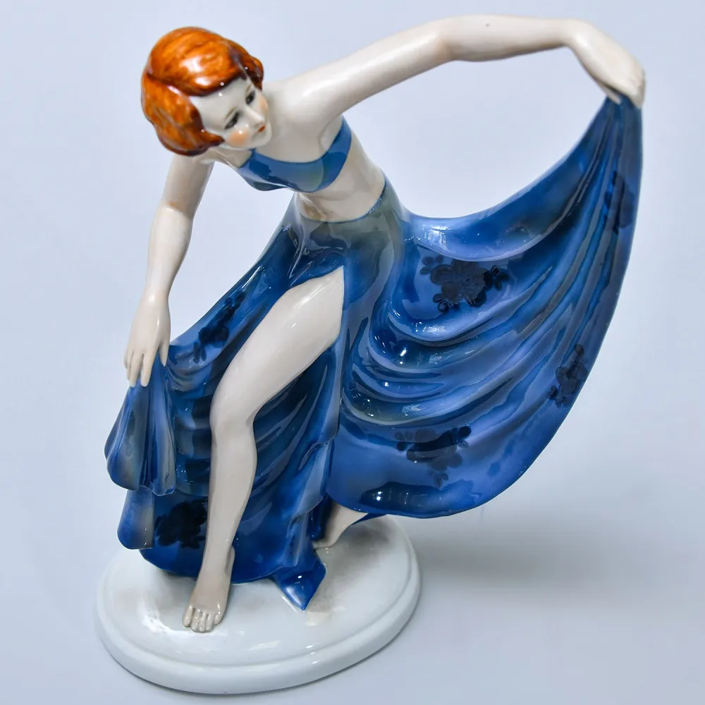 Коллекционная Фарфоровая Статуэтка «Танцовщица в синем», GEROLD Porzellan Германия - 1979 год.