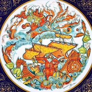 Коллекционное Блюдо - Тарелка «Мифы, сказания. Сквозь бурю» Фарфор Hutschenreuther Германия.