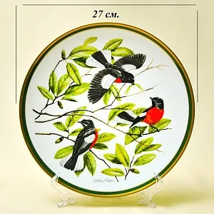 Коллекционная Тарелка - Блюдо «Красногрудый Горихвостовый Певун» Фарфор, Franklin Porcelain США - 1980 год.