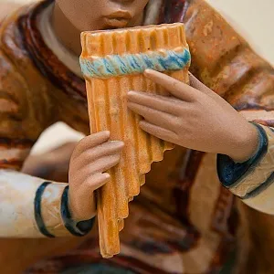 Большая Коллекционная Фарфоровая статуэтка «Юноша играющий на флейте», серия Грес Lladro Испания -1986г.