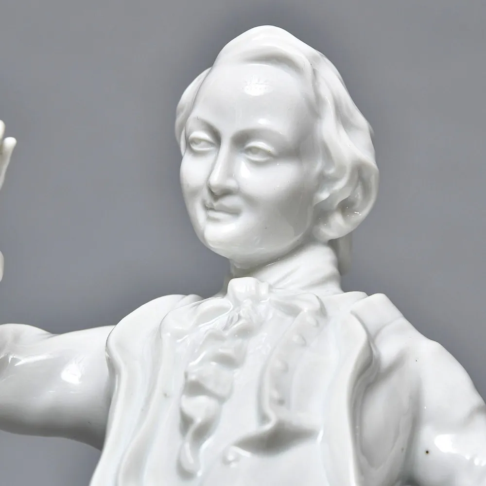 Антикварная Фарфоровая статуэтка «Птицелов с собакой», Fraureuth Германия, 1919 - 1926 годы. 