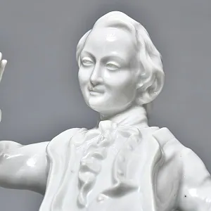 Антикварная Фарфоровая статуэтка «Птицелов с собакой», Fraureuth Германия, 1919 - 1926 годы. 