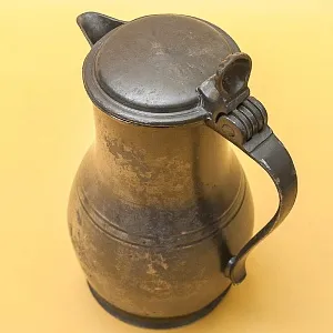 Антикварный Классический Оловянный Кувшин - Кофейник на 1,2 литра. Бельгия,  ХIХ век.