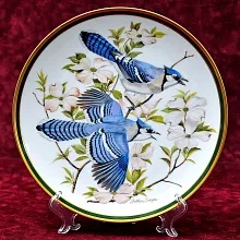 Коллекционная Тарелка - Блюдо «Голубая Сойка» Фарфор, Franklin Porcelain США -1980 год.