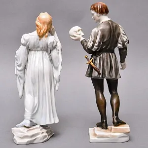 Редкость! Парные Фарфоровые статуэтки «Гамлет и Офелия», HEREND Венгрия - середина ХХ века.