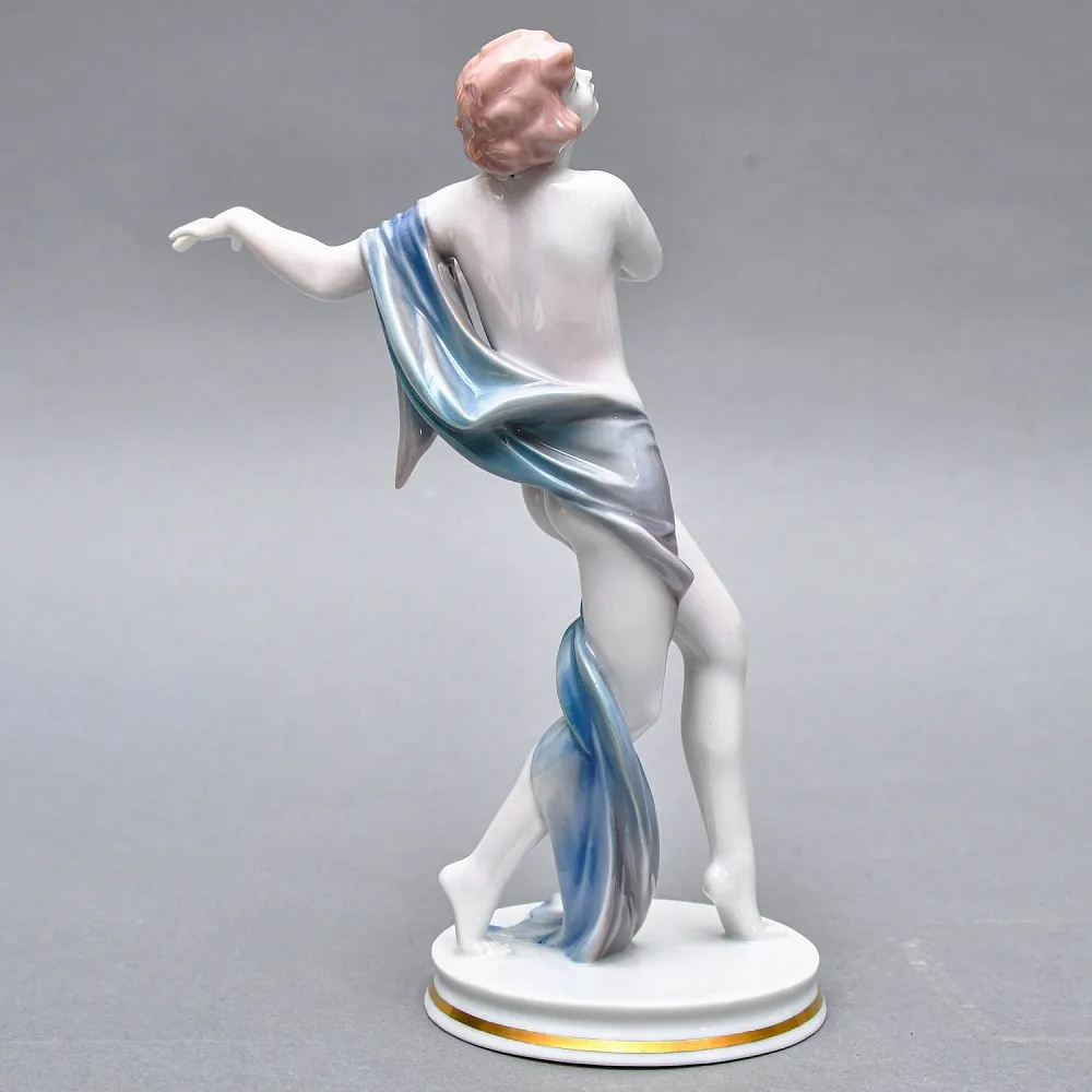 Антикварная Фарфоровая статуэтка «Обнаженная с шарфом», ROSENTHAL Германия - 1924 год. 