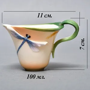 Авторский Фарфоровый Чайный сервиз «Бабочки и стрекозы» на 4 персоны, Franz Collection Тайвань.