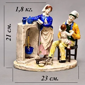 Коллекционная Фарфоровая статуэтка «Семья у домашнего очага», Ackermann & Fritze Германия.