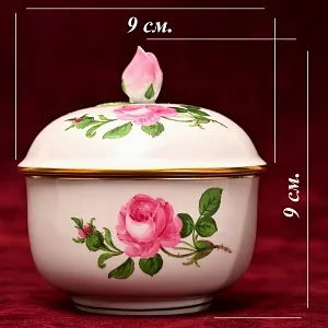 Фарфоровая Сахарница - Бонбоньерка - Шкатулка «РОЗА МЕЙСЕНА», MEISSEN Германия, середина ХХ века.