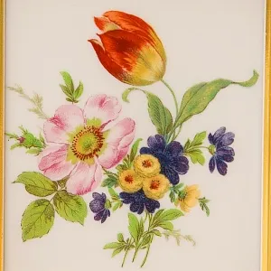 Коллекционный Набор из Трех Фарфоровых Плакеток - Картин - Панно «Летние Цветы», Lindner Германия.