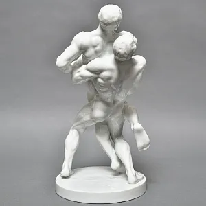 Редкость! Большая Фарфоровая статуэтка «Cпортсмены. БОРЦЫ», HEREND Венгрия, середина ХХ века.