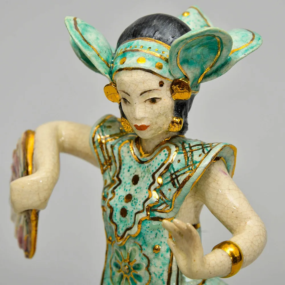 Коллекционная Фаянсовая статуэтка "Балийский танец", Poterie D'Art de Lausanne Швейцария - вторая половина ХХ века.