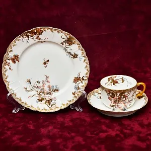 Винтажная Чайно-Кофейная пара + Тарелка (тройка), Фарфор Limoges Франция, 1876 - 1896 годы. 