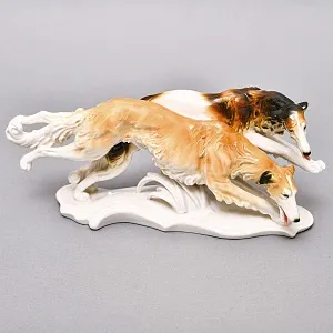 Редкость! Фарфоровая Статуэтка Пара Собак «Две Борзые», Karl Ens Германия, первая половина ХХ века.