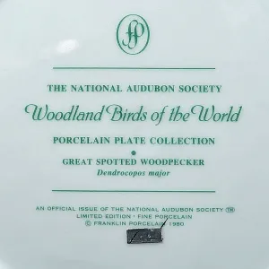 Коллекционная Тарелка - Блюдо «Большой Пестрый Дятел» Фарфор, Franklin Porcelain США -1980 год.