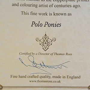 Редкость! Картина - Цветная Гравюра «Лошади - Поло». Thomas ROSS Англия.