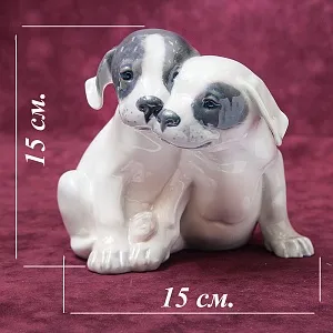 Фарфоровая Статуэтка Собаки - «Два щенка» ROYAL COPENHAGEN,  Дания 1969 -1974 года.