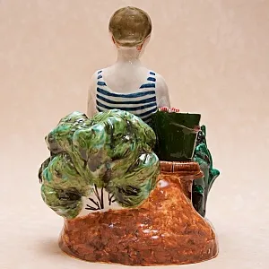 Большая Фаянсовая Статуэтка «Юный Рыбак», Конаковский Фаянс, Россия.