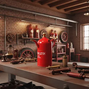 Антикварная Канистра для бензина - Эмалированный Бидон на 2 литра, Германия начало ХХ века.