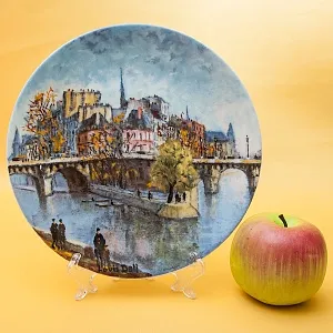 Коллекционная Тарелка «Париж - Мост сквера Вер-Галан» Фарфор, Лимож, Limoges, Франция.