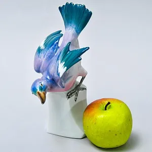 Антикварная Фарфоровая Статуэтка «Птица - Зимородок». Karl Ens Германия, первая половина ХХ века.