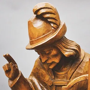 Большая Коллекционная Деревянная статуэтка «Охотник с Оленем», Германия середина ХХ века.