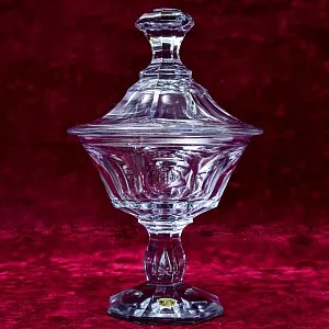 Хрустальная Ваза - Конфетница с крышкой на ножке, VAL SAINT LAMBERT Бельгия.