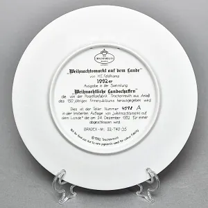 Коллекционная тарелка «Рождественская ярмарка в деревне», Фарфор Tirschenreuth Германия, 1992 год. 