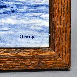 Фарфоровое Панно - Картина «Корабль ORANJE», De Leidsche Fles, Голландия середина ХХ века.