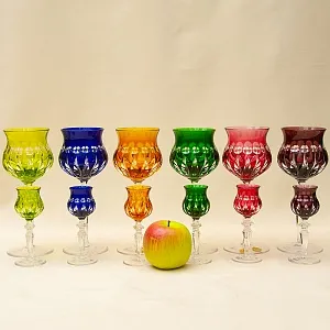 Набор Бокалы + Рюмки из Цветного Хрусталя «МЕРИЛИН», NACHTMANN Германия, 60 -е годы ХХ века.