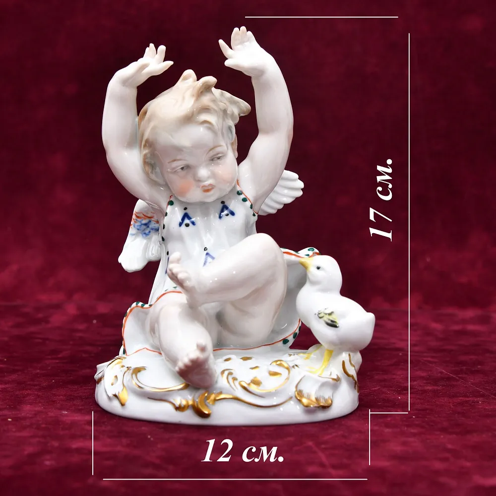 Редкость!!! Фарфоровая Статуэтка «Девочка и Цыплёнок», Карл Энс / Karl Ens Германия, 30-е гг.